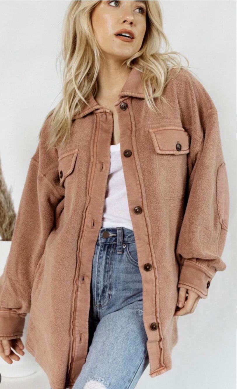 Free People Ruby oversized shirt shacket cider women's size M